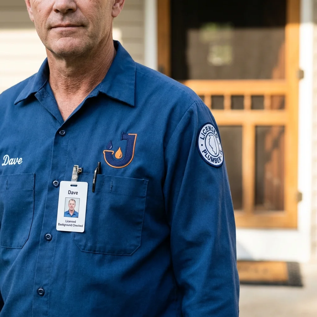 Licensed plumber showing ID badge in Napoleonville, LA